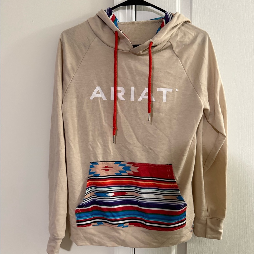 Ariat Beige Hoodie with Striped Pocket